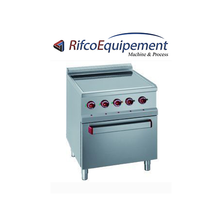 Fourneau vitrocéramique 4 zones sur four GN 2/1 et grill électrique